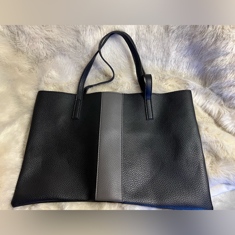 Vince Camuto black and grey leather tote